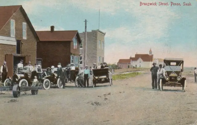 Brunswick Street with early automobiles